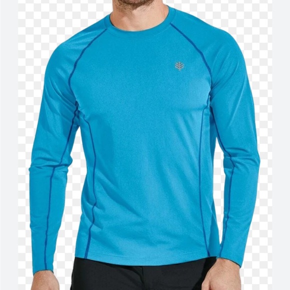 Coolibar Men's Hightide Long Sleeve Swim Shirt UPF 50+ Antigua Blue Sz XXLT *N15 - Picture 1 of 6